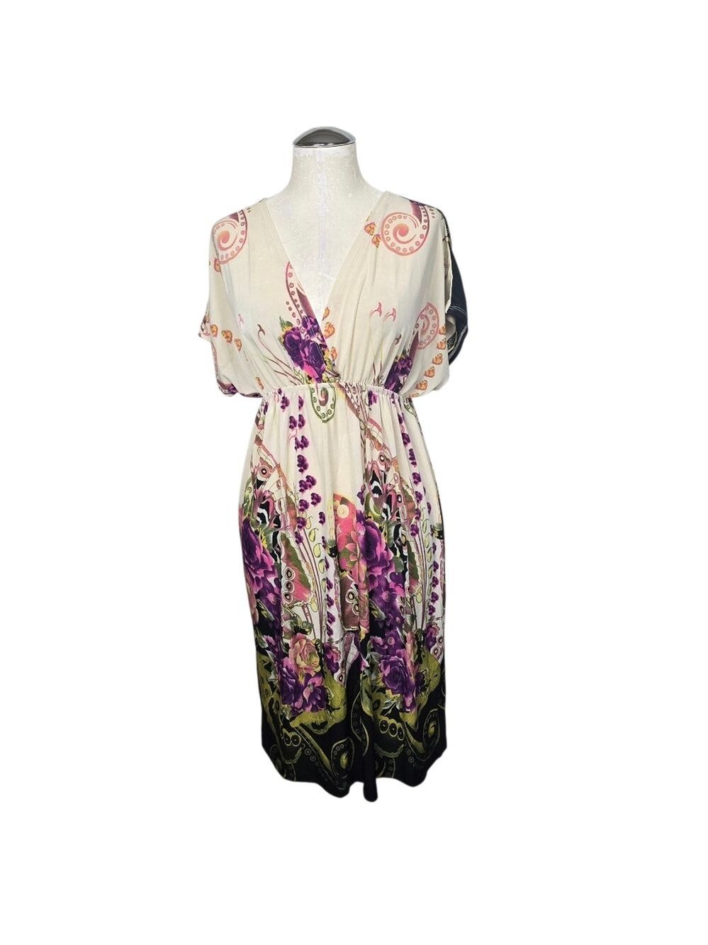 Ocean Breeze V Neck Colorful Floral Dress S